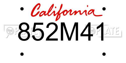 852M41 California License Plate
