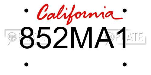 852MA1 California License Plate