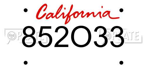 852O33 California License Plate