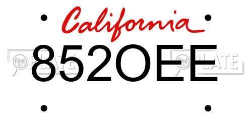 852OEE California License Plate