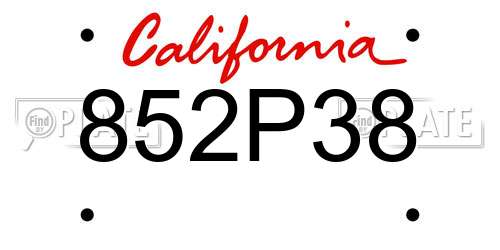 852P38 California License Plate