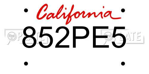 852PE5 California License Plate