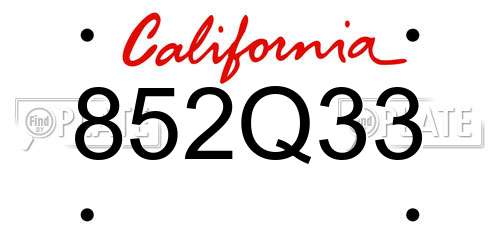 852Q33 California License Plate
