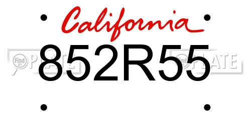 852R55 California License Plate