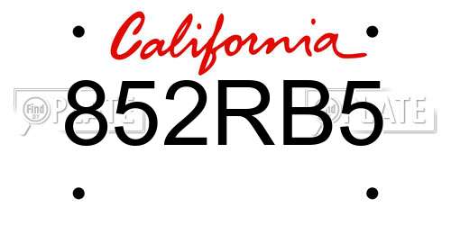 852RB5 California License Plate