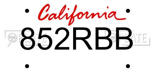 852RBB California License Plate