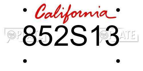 852S13 California License Plate