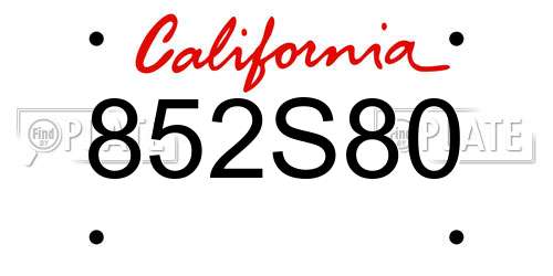 852S80 California License Plate