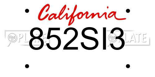 852SI3 California License Plate