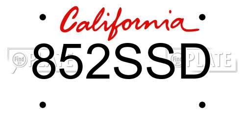 852SSD California License Plate