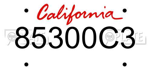 85300C3 California License Plate