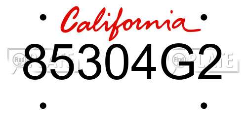 85304G2 California License Plate