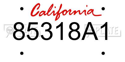 85318A1 California License Plate