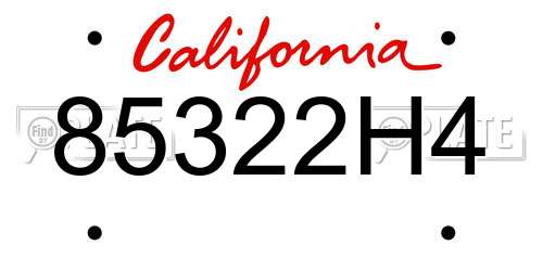85322H4 California License Plate