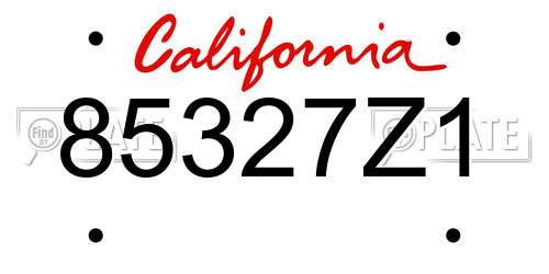 85327Z1 California License Plate