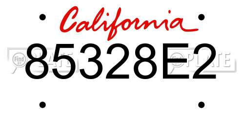 85328E2 California License Plate