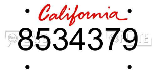 8534379 California License Plate