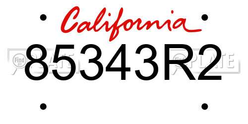 85343R2 California License Plate