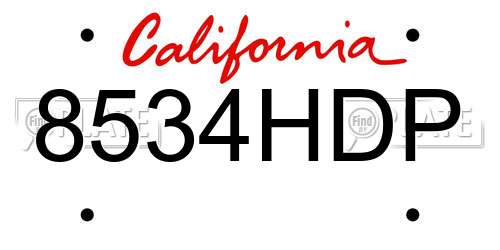 8534HDP California License Plate