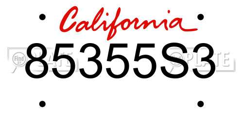 85355S3 California License Plate