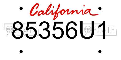 85356U1 California License Plate