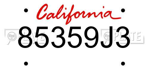 85359J3 California License Plate