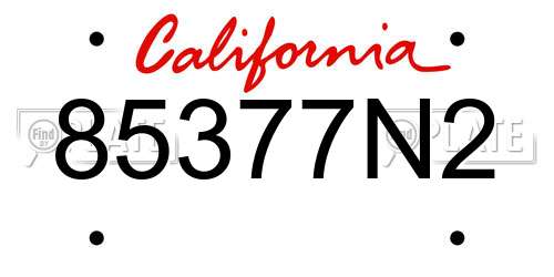 85377N2 California License Plate