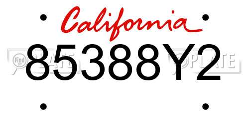 85388Y2 California License Plate
