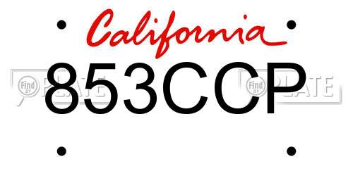 853CCP California License Plate