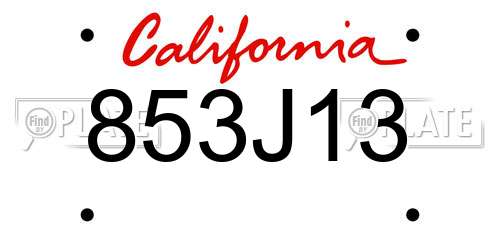 853J13 California License Plate