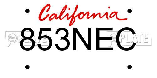 853NEC California License Plate