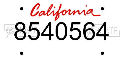 8540564 California License Plate
