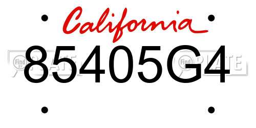 85405G4 California License Plate