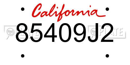 85409J2 California License Plate