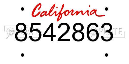 8542863 California License Plate