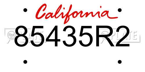 85435R2 California License Plate