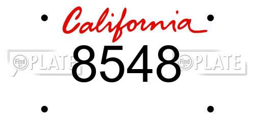 8548 California License Plate