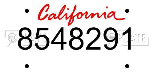 8548291 California License Plate