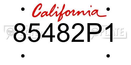 85482P1 California License Plate