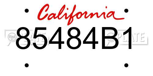 85484B1 California License Plate