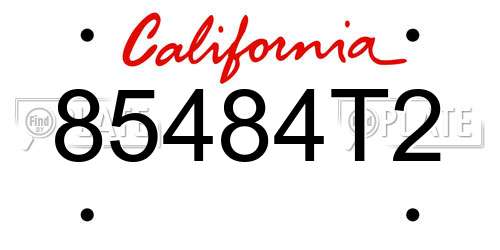 85484T2 California License Plate