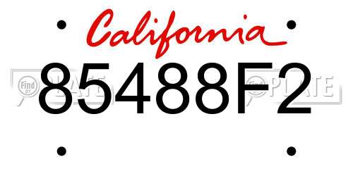 85488F2 California License Plate