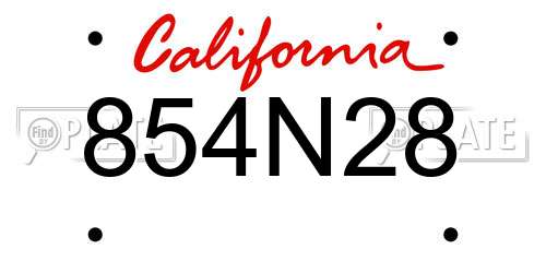 854N28 California License Plate