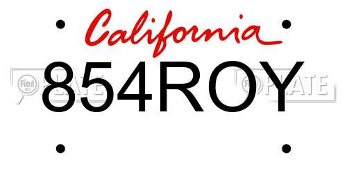 854ROY California License Plate