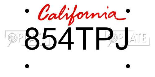 854TPJ California License Plate
