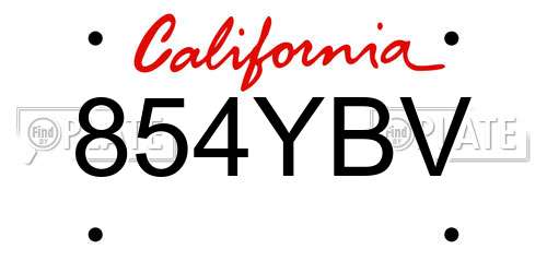 854YBV California License Plate