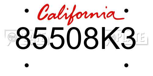 85508K3 California License Plate