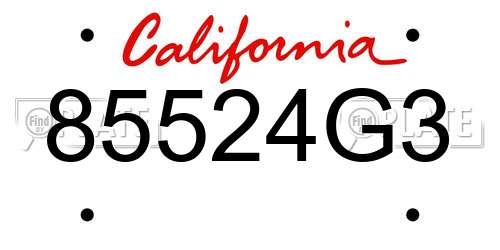 85524G3 California License Plate