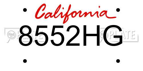8552HG California License Plate