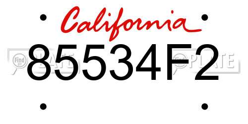 85534F2 California License Plate